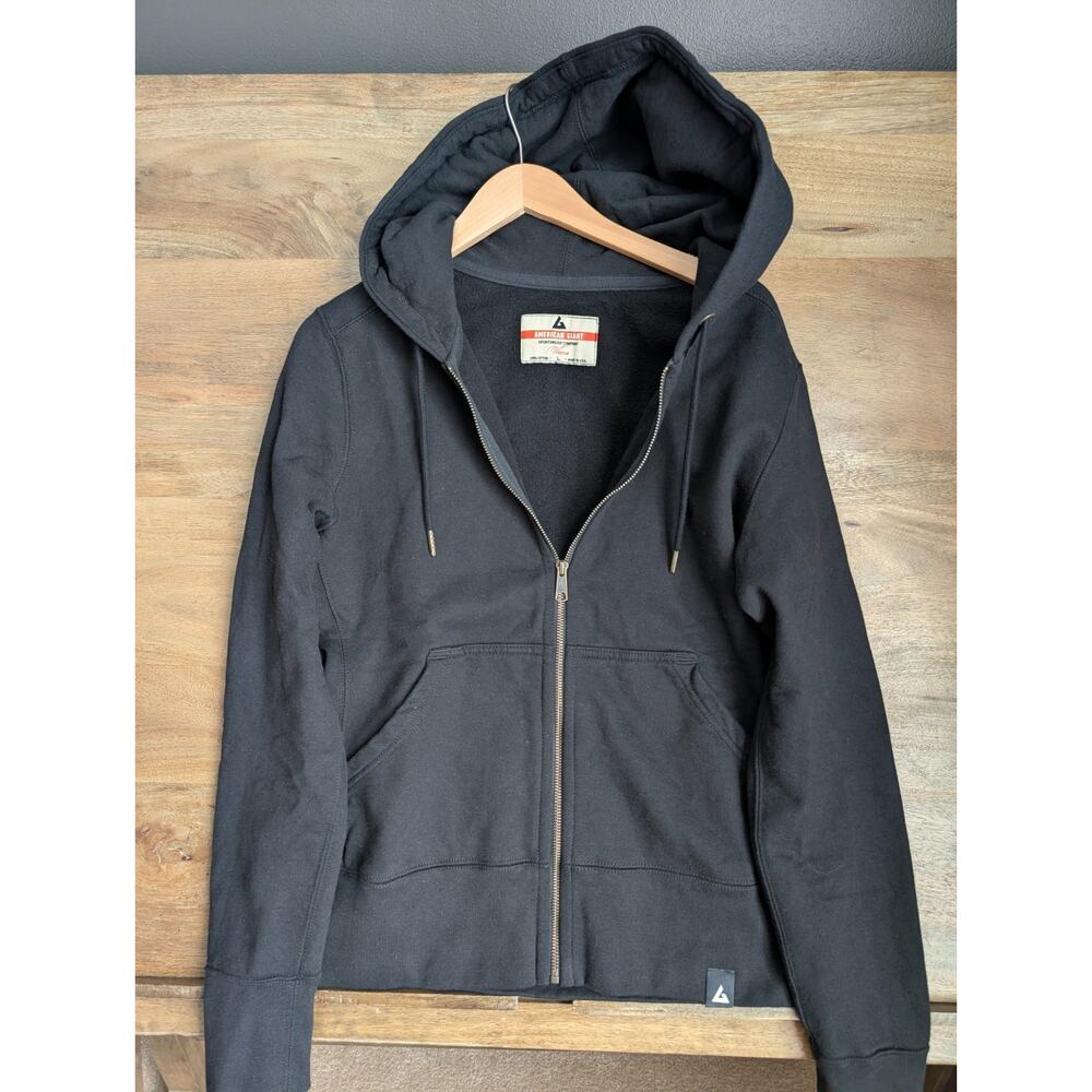 NWT American Giant Hoodie Womens Large Black Fleece Lined Long Sleeve Full Zip
